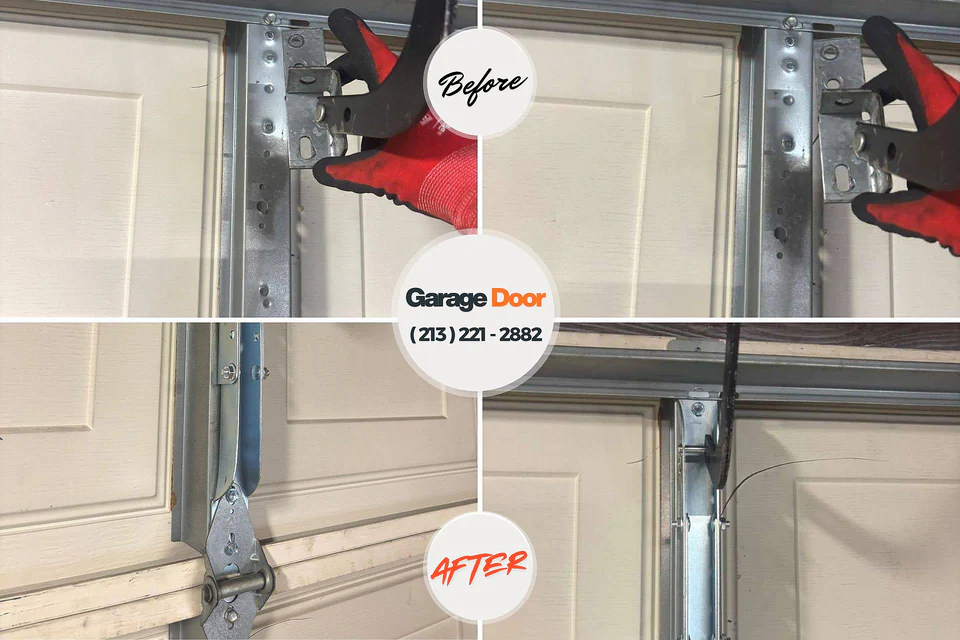 Before and after: garage door repair Shirley, IN